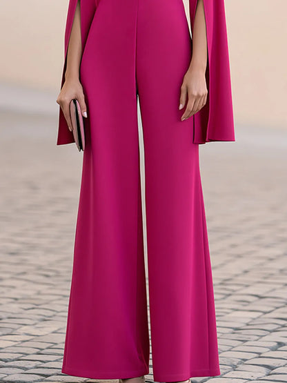 Split Cape Sleeve Wide-Leg Jumpsuit