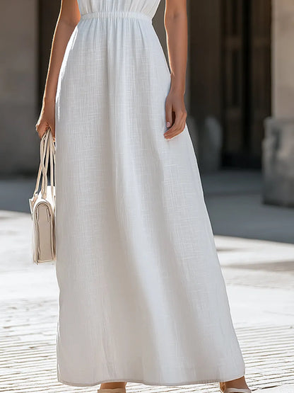 Sleeveless Halter Neck Flowing Maxi Dress