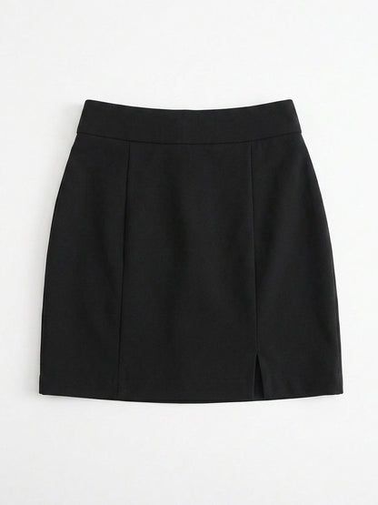 Faux Two-Piece Tailored Top And Mini Skirt Set