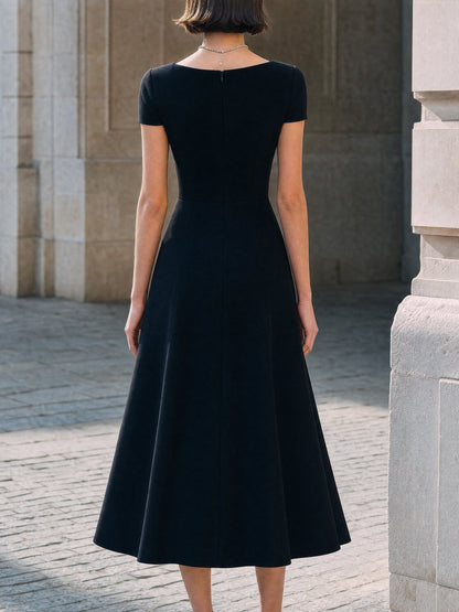 Asymmetric Cutout Bodice Midi Dress