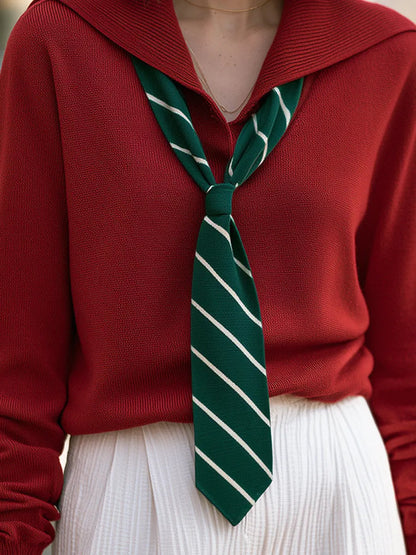 Sailor Collar Knitted Tie Sweater