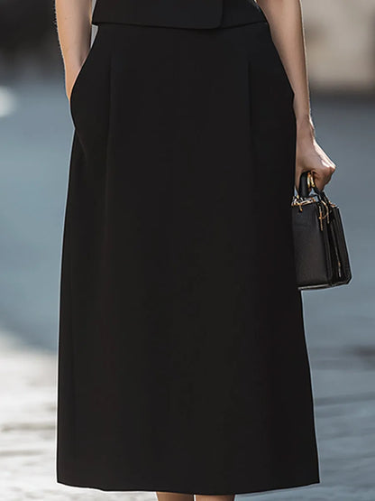 Tailored Double-Breasted Sleeveless Midi Dress