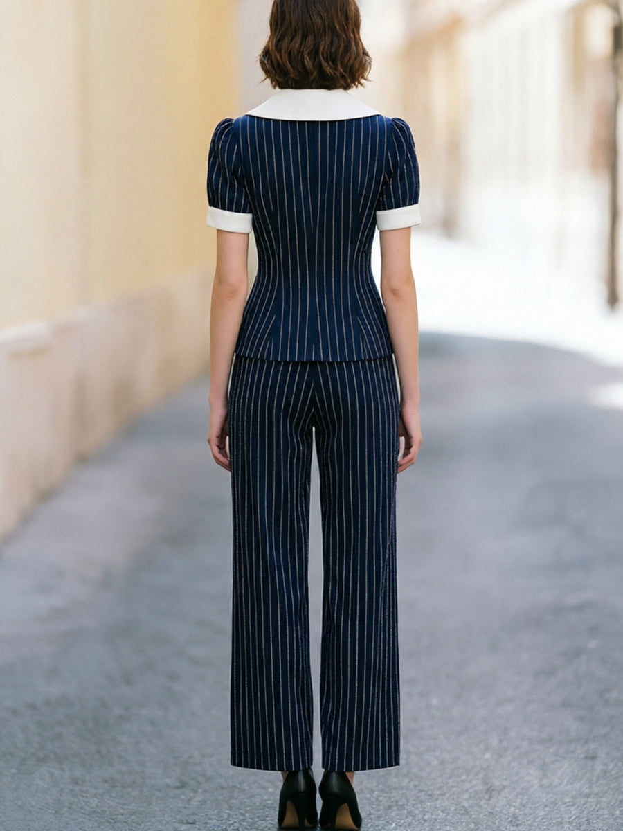Navy Blue Pinstripe Two-Piece Suit