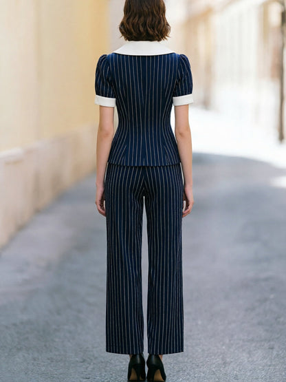 Navy Blue Pinstripe Two-Piece Suit
