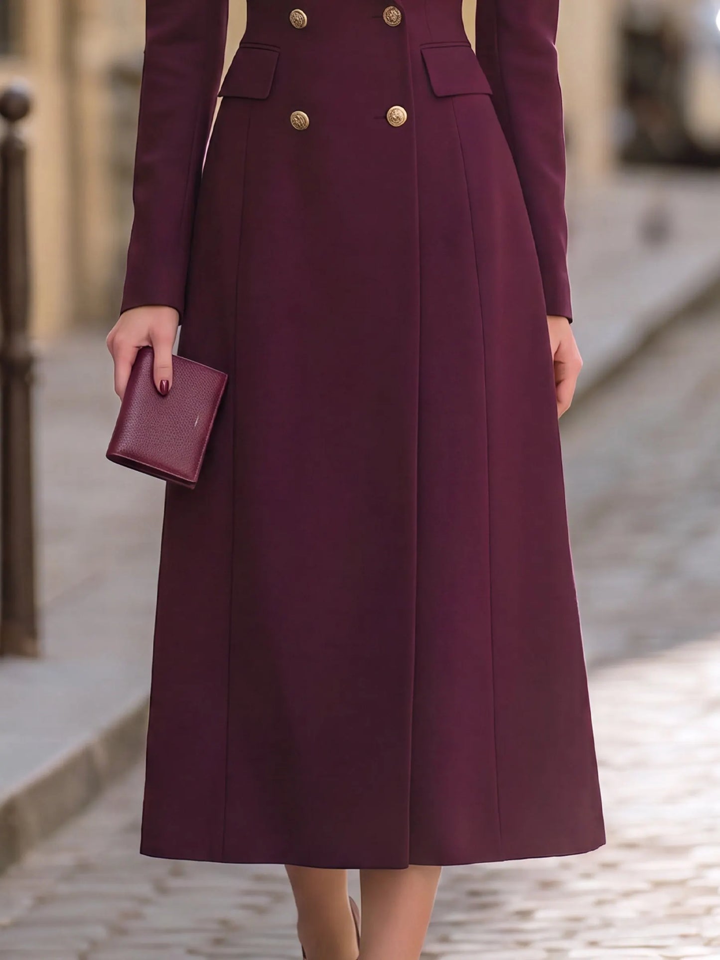 Double-Breasted Tailored Midi Dress