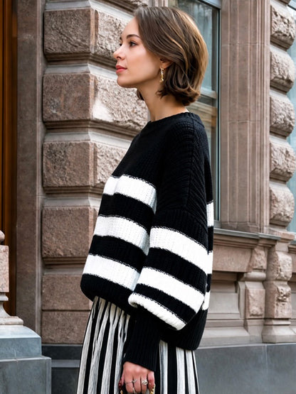 Relaxed Striped Knit Sweater