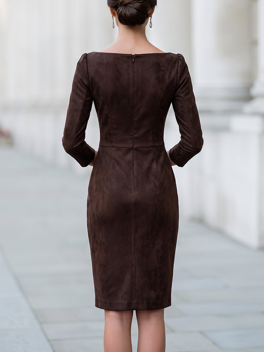 Soft Faux Suede Layered Tassel Midi Dress