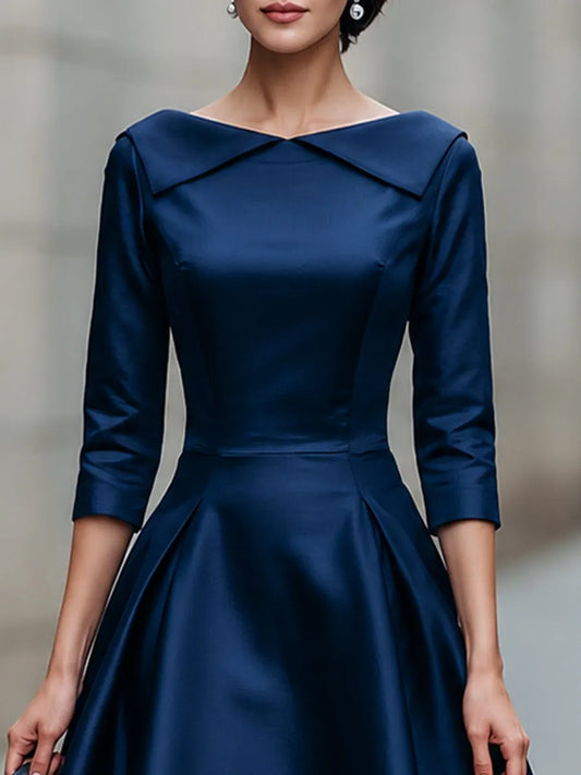 Robe midi trapèze à col rabattu