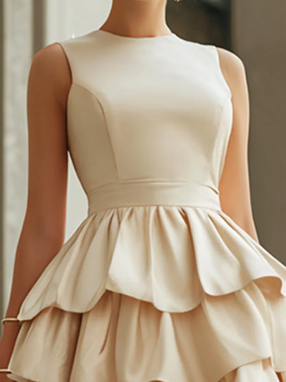 Elegant Tiered Ruffle Sleeveless Mini Dress