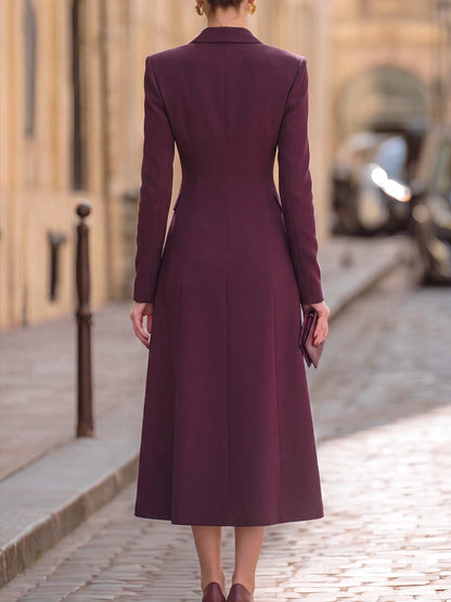 Double-Breasted Tailored Midi Dress