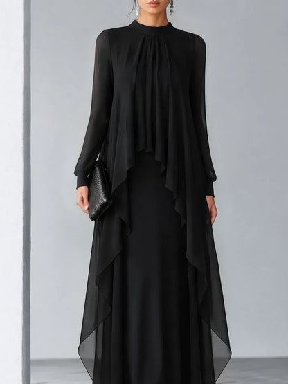 Relaxed Flowing Layered Chiffon Maxi Dress