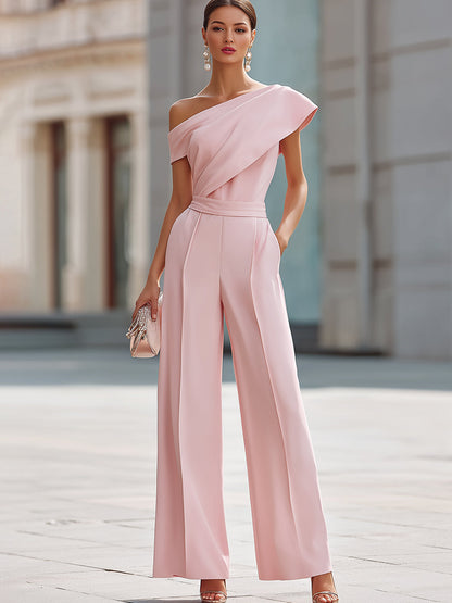 Elegant One-Shoulder Wide-Leg Jumpsuit