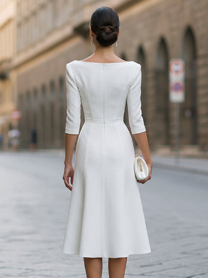 Sculpted Yoke Seam A-Line Midi Dress