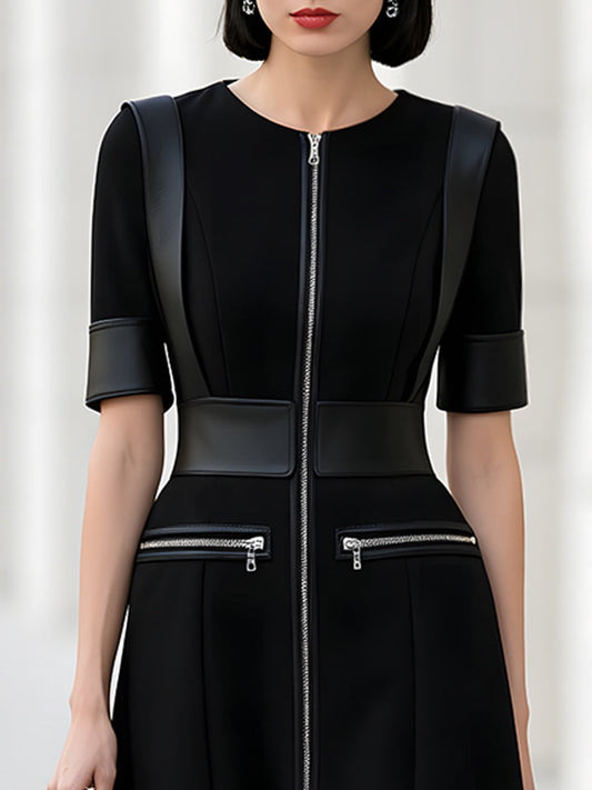 Vestido Midi Estruturado com Zíper Frontal