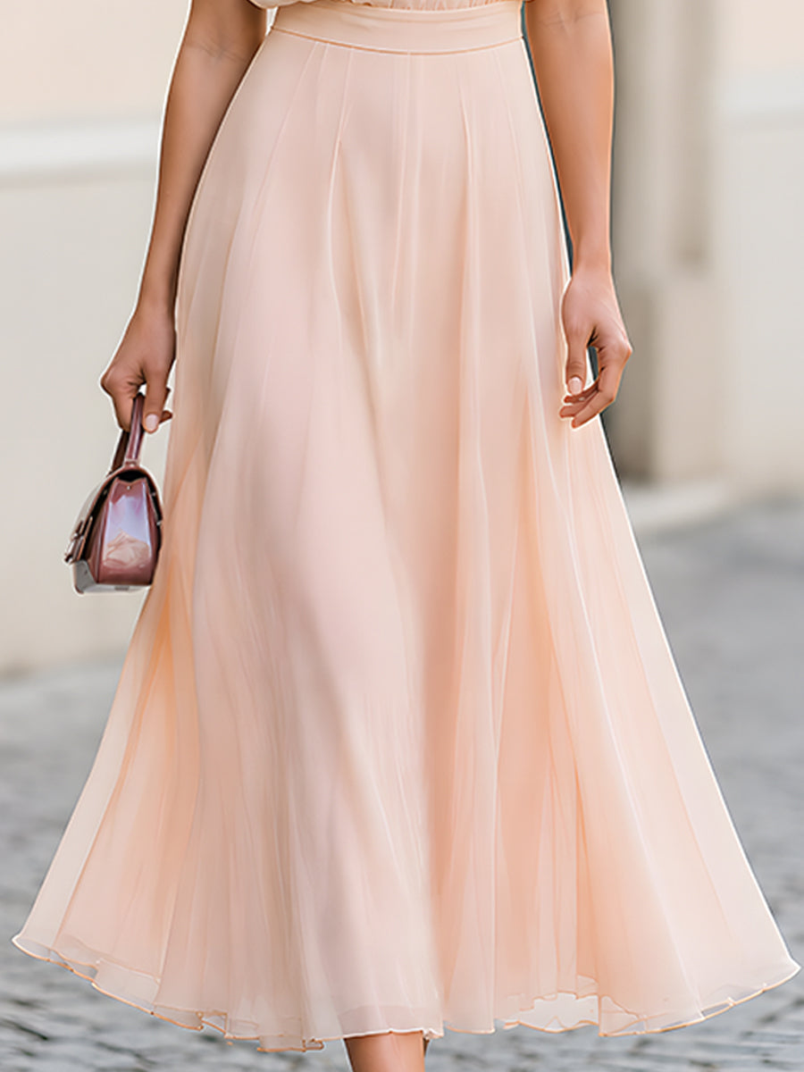 Sleeveless Collared Chiffon Maxi Dress With Flowing A-Line Skirt