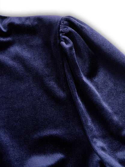 Luxurious   Velvet Long-Sleeve Midi Dress