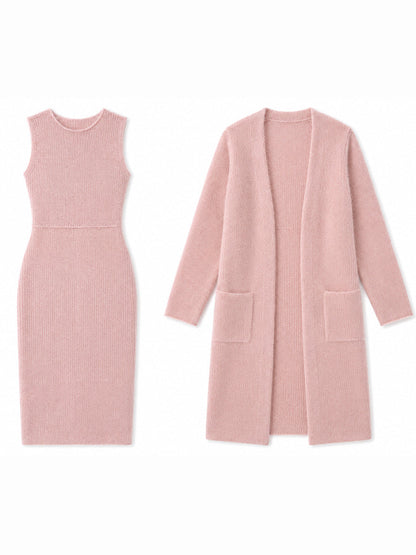 Soft Knit Midi Dress & Longline Cardigan Set
