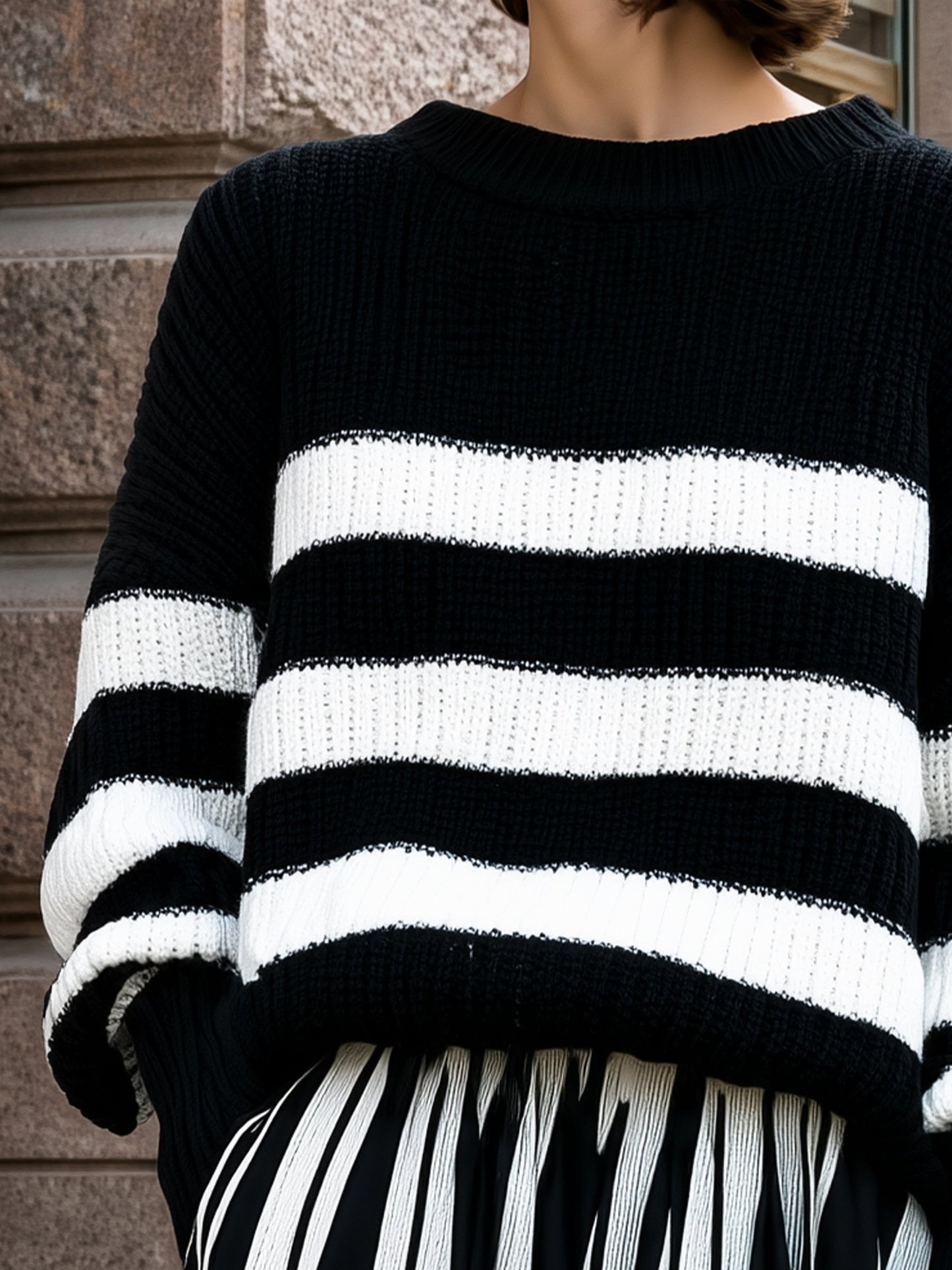 Relaxed Striped Knit Sweater