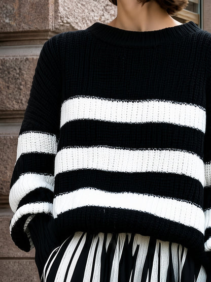 Relaxed Striped Knit Sweater