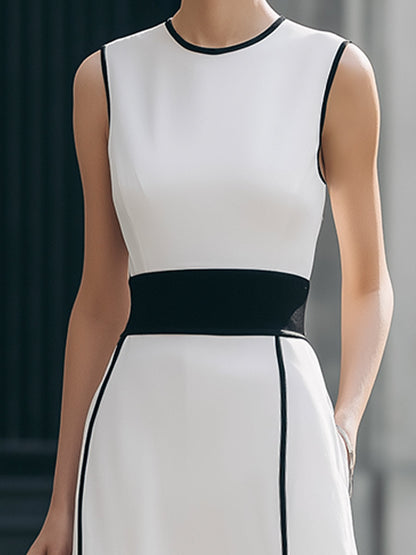 Contrast Trim Sleeveless Maxi Dress