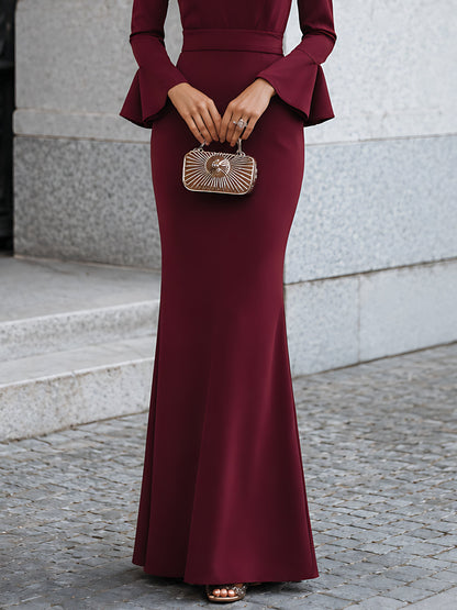 Cutout Flared-Sleeve Mermaid Maxi Dress