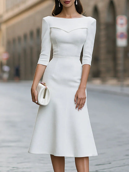 Sculpted Yoke Seam A-Line Midi Dress