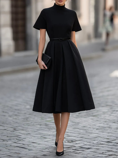 Elegant High-Neck Midi Dress