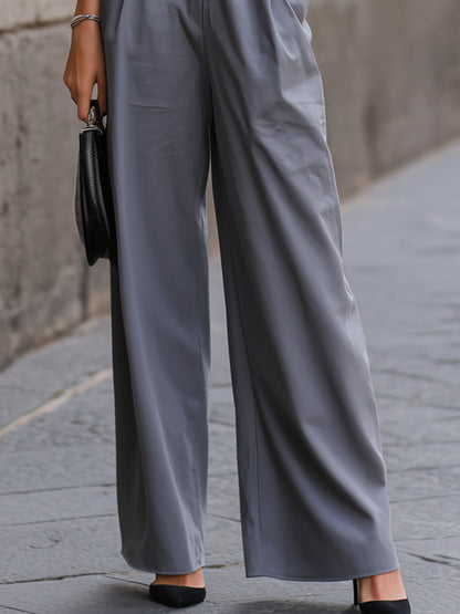 Asymmetric One-Shoulder Cropped Top & Wide-Leg Trouser Set
