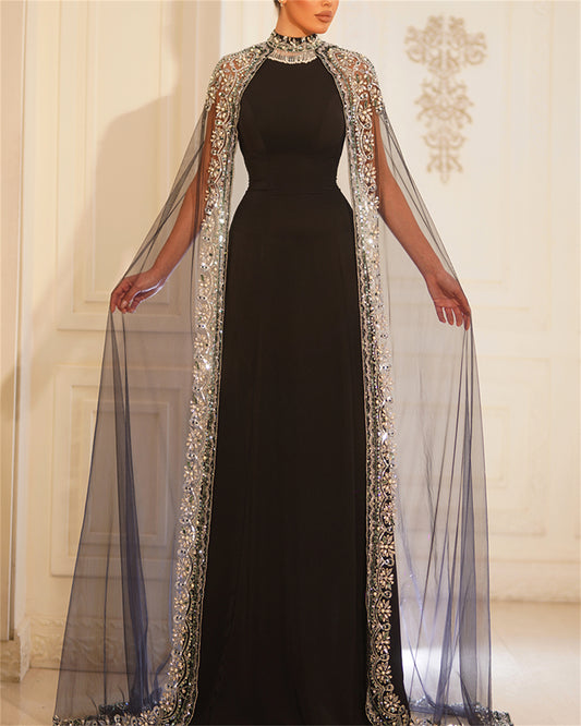 Vestido de Festa Longo em Tule com Lantejoulas para Mulheres - 01