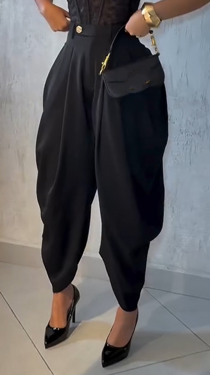 Ladies' Irregular Solid Color Casual Pants