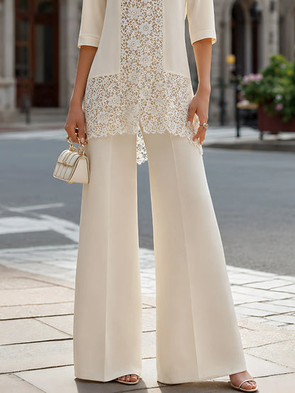 Lace Panel Wide-Leg Jumpsuit