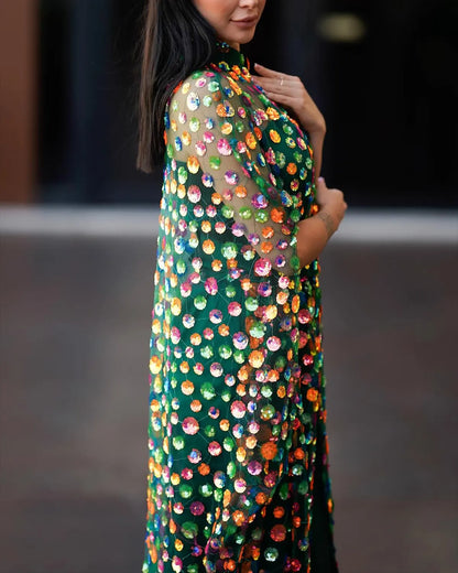Women's Mesh Blouse Sequin Dress