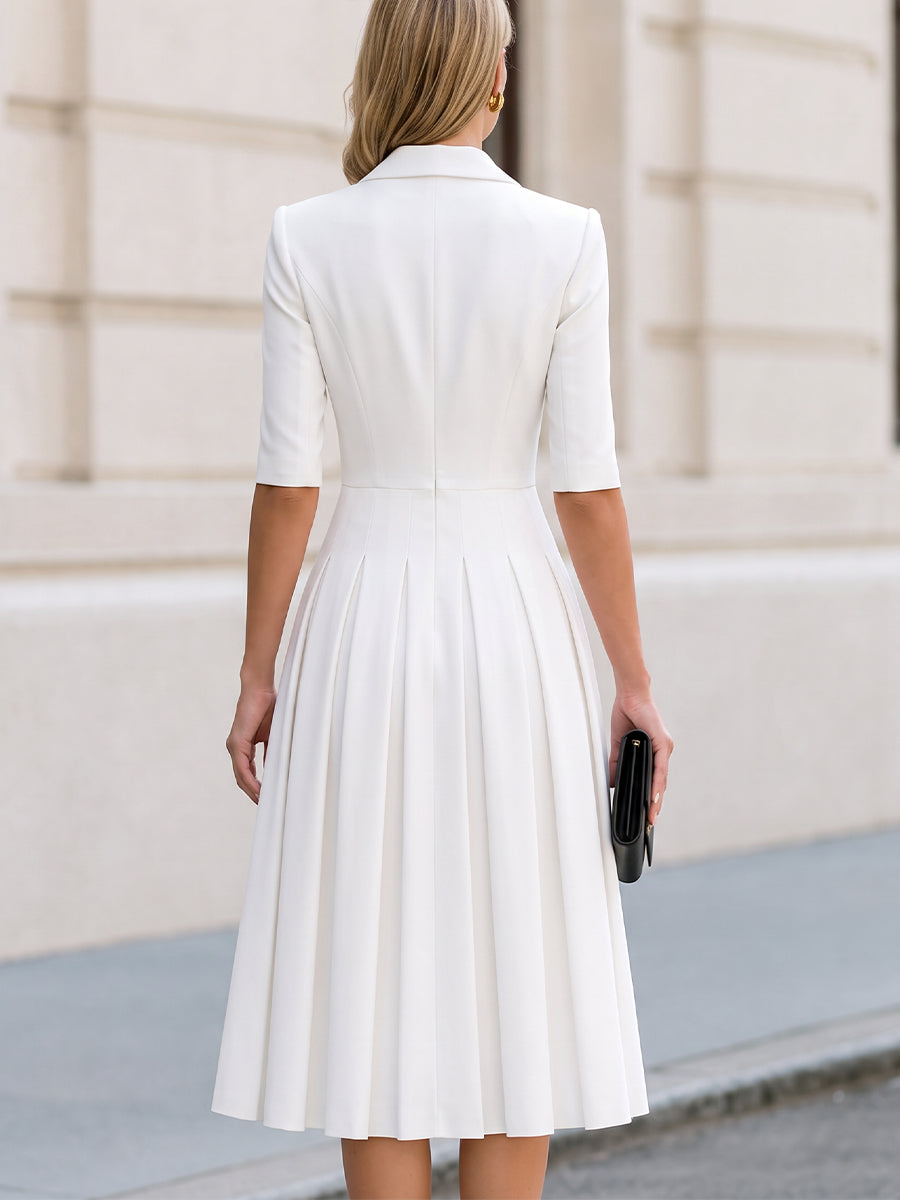 Pleated Midi Blazer Dress, Business & Wedding Guest Occasion Dress