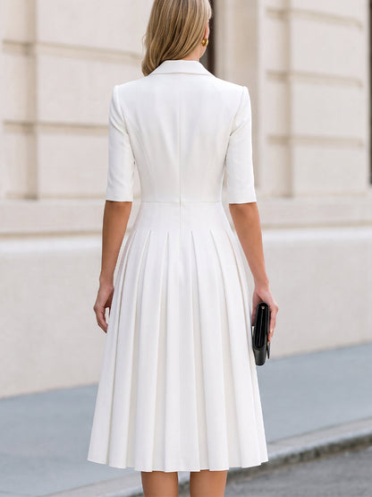 Pleated Midi Blazer Dress, Business & Wedding Guest Occasion Dress