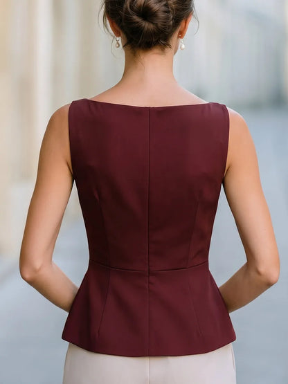 Sleeveless Boat Neck Peplum Top