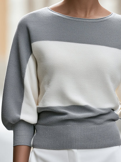 Color-Block Batwing Knit Sweater