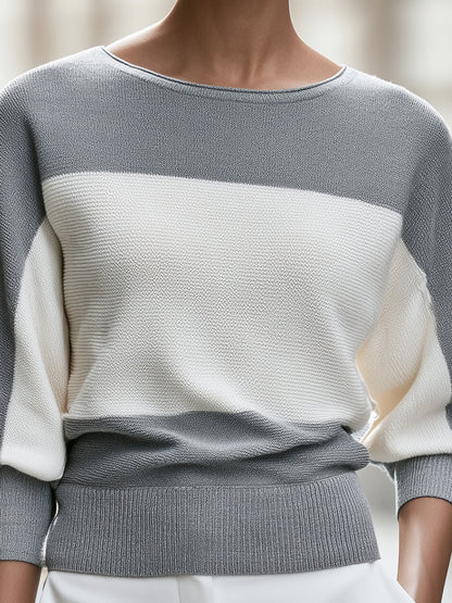 Color-Block Batwing Knit Sweater