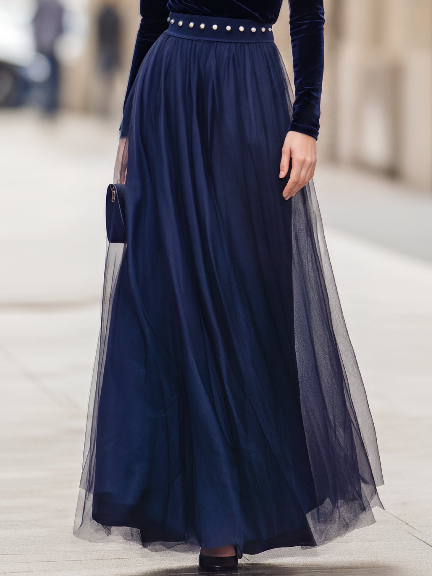Velvet Bodice And Tulle Maxi Skirt Ensemble