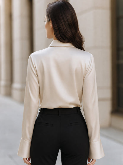 Asymmetrical Collar Satin Blouse