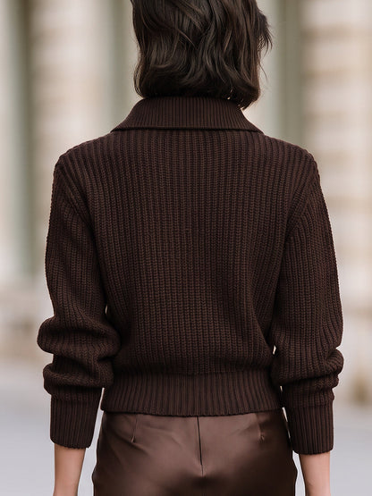 Half-Zip Collared Knit Sweater