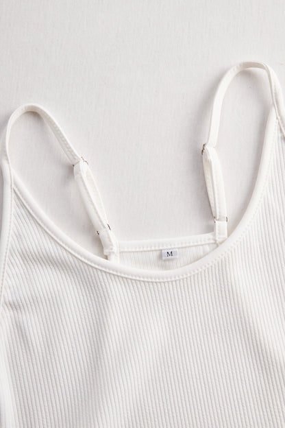 White Ribbed Skater Mini Dress
