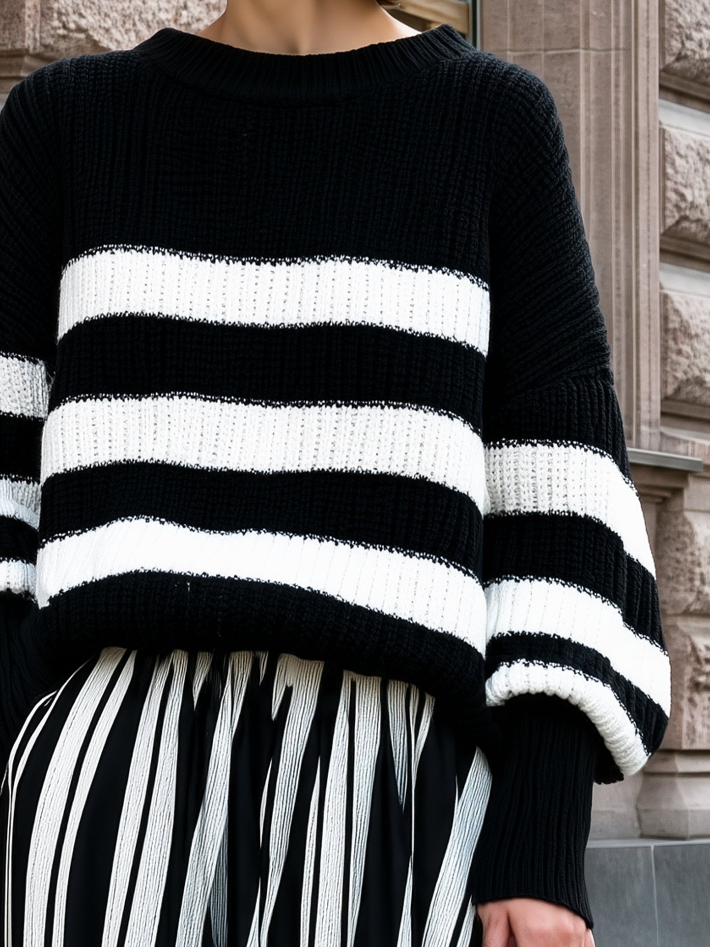 Relaxed Striped Knit Sweater