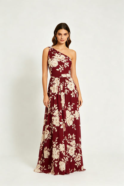 One-Shoulder Floral Print Maxi Dress - view 6
