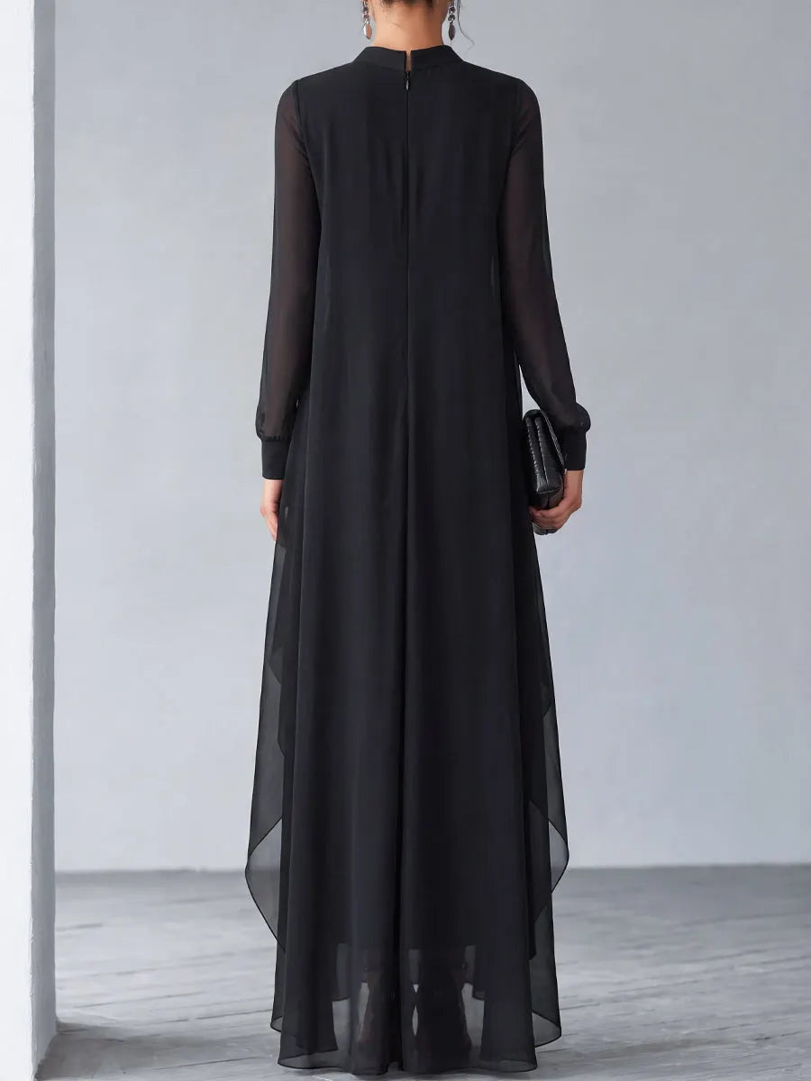 Relaxed Flowing Layered Chiffon Maxi Dress