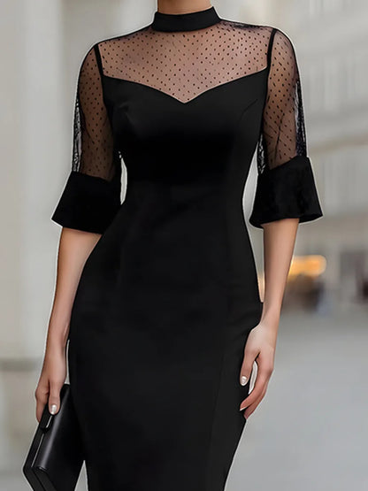 Polka Dot Mesh Mermaid Evening Gown