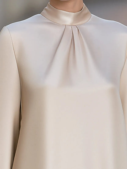 High Neck Long Sleeve Elegant Blouse