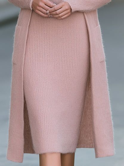Soft Knit Midi Dress & Longline Cardigan Set