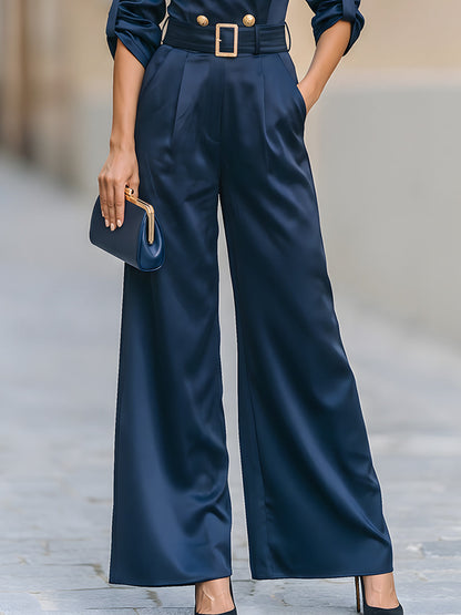 Double Breasted Blazer Style Wide Leg Jumpsuit