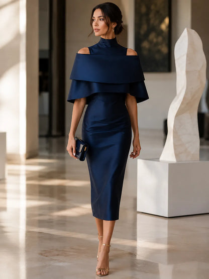 Off-Shoulder Layered Midi Dress
