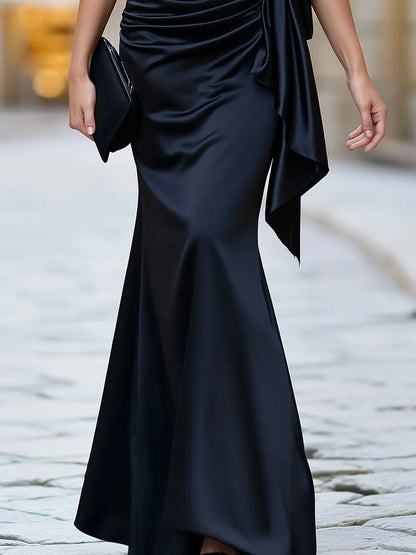 Ruched Side-Tie Mermaid Maxi Dress